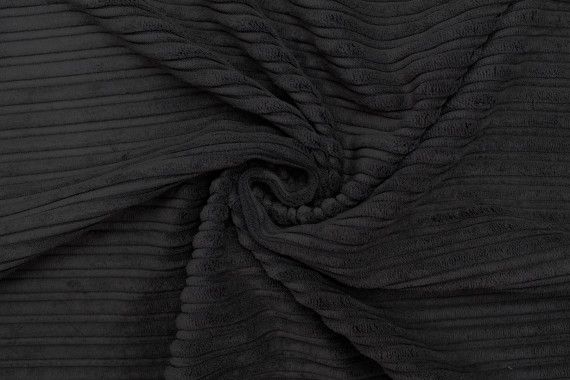 Tissu Velours Côte Large Noir -Au Mètre