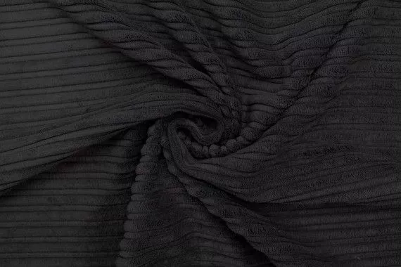 Tissu Velours Côte Large Noir -Au Mètre