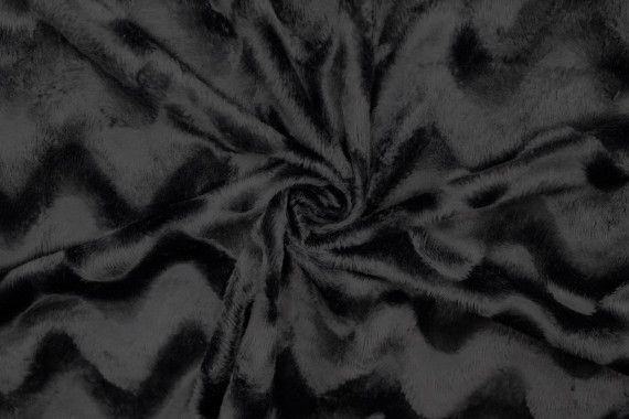 Tissu Polaire Minky Vague Noir -Au Mètre