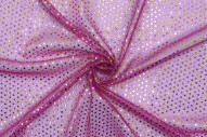 Tissu Lamé Fuchsia Mini Paillettes dorées -Au Mètre