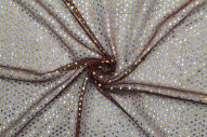 Tissu Lamé Noir/Rouge Mini Paillettes dorées -Au Mètre