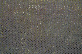 Tissu Lamé Noir/Rouge Mini Paillettes dorées -Au Mètre