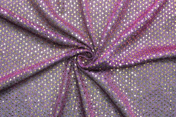 Tissu Lamé Noir/Violet Mini Paillettes dorées -Au Mètre