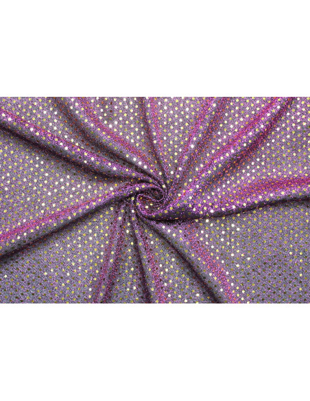 Tissu Lamé Noir/Violet Mini Paillettes dorées -Au Mètre