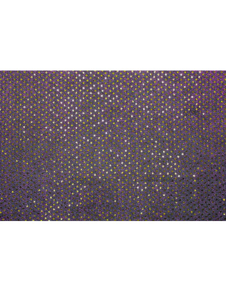 Tissu Lamé Noir/Violet Mini Paillettes dorées -Au Mètre