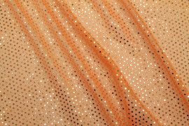 Tissu Lamé Orange Mini Paillettes dorées -Au Mètre