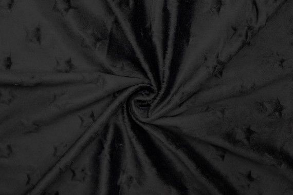 Tissu Polaire Minky Etoile Noir -Au Mètre