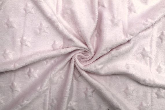 Tissu Polaire Minky Etoile Rose pâle -Au Mètre