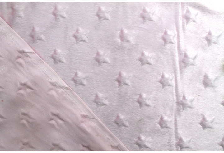 Tissu Polaire Minky Etoile Rose pâle -Au Mètre