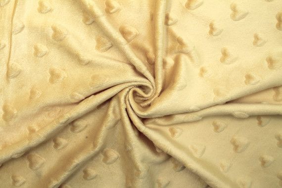Tissu Polaire Minky Coeur Moutarde -Au Mètre