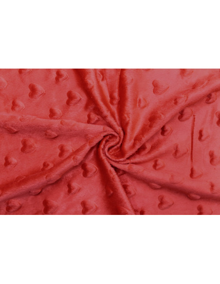 Tissu Polaire Minky Coeur Rouge -Au Mètre