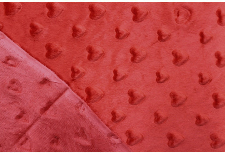 Tissu Polaire Minky Coeur Rouge -Au Mètre