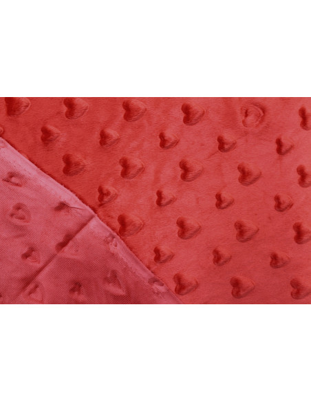 Tissu Polaire Minky Coeur Rouge -Au Mètre