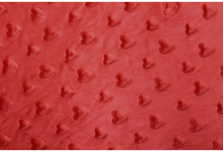 Tissu Polaire Minky Coeur Rouge -Au Mètre