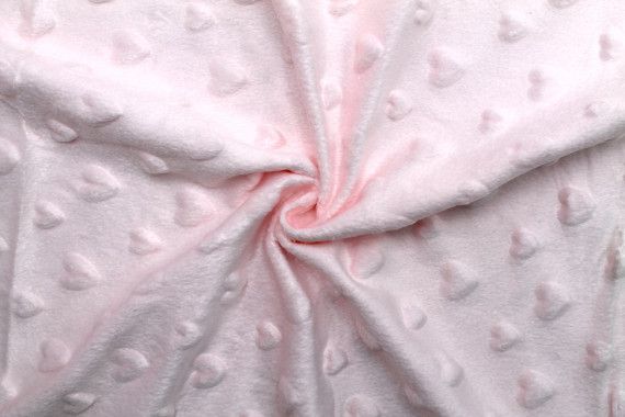 Tissu Polaire Minky Coeur Rose pâle -Au Mètre