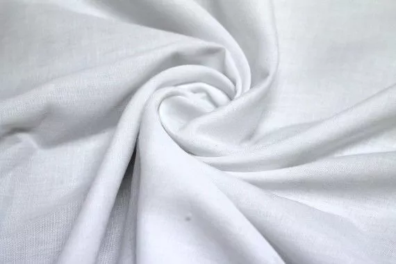 Tissu Voile Uni Polycoton Blanc -Au Metre