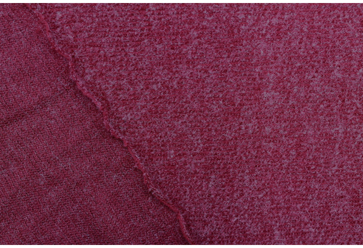 Tissu Maille Pull Côtelé Chiné Rouge -Au Mètre