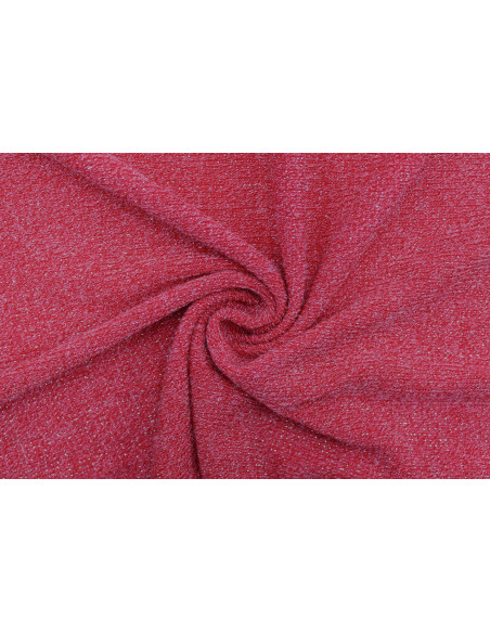 Tissu Maille Pull Côtelé Lurex Rouge -Au Mètre