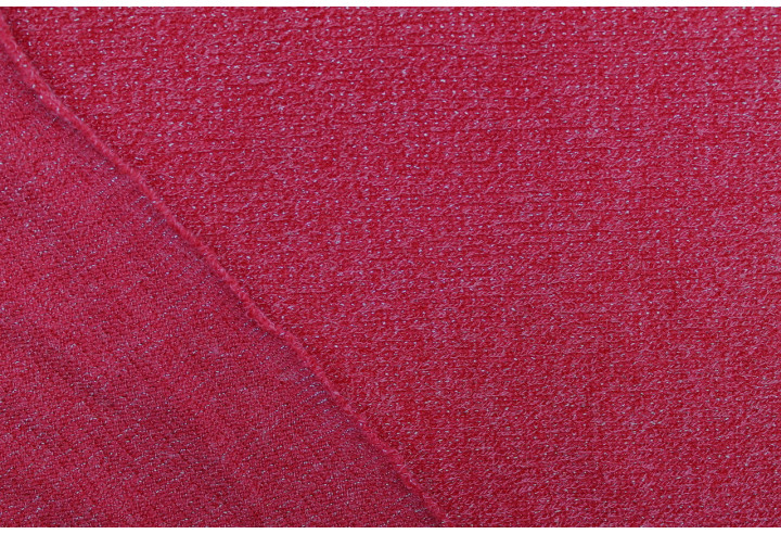 Tissu Maille Pull Côtelé Lurex Rouge -Au Mètre