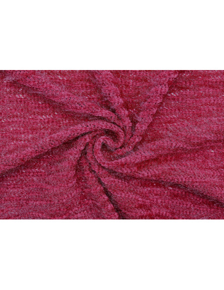 Tissu Maille Tricot à Poils Brillant Rouge -Au Mètre