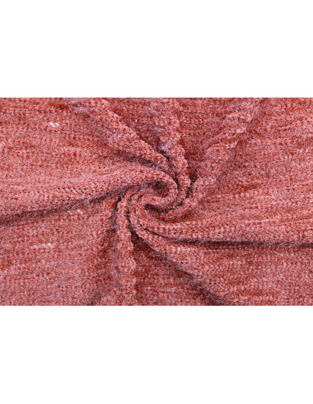 Tissu Maille Tricot à Poils Brillant Rouille -Au Mètre