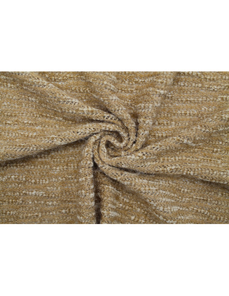 Tissu Maille Tricot à Poils Brillant Beige -Au Mètre