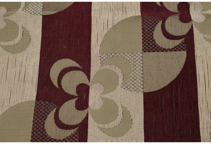 Tissu Jacquard d'Ameublement Fleur Bordeaux -Au Mètre