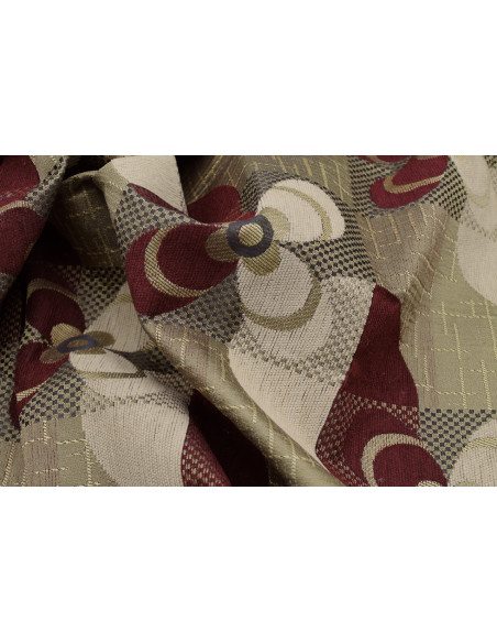 Tissu Jacquard d'Ameublement Fleur Bordeaux -Au Mètre
