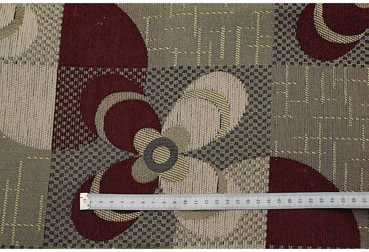 Tissu Jacquard d'Ameublement Fleur Bordeaux -Au Mètre