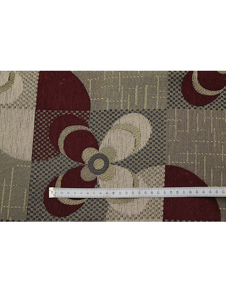 Tissu Jacquard d'Ameublement Fleur Bordeaux -Au Mètre