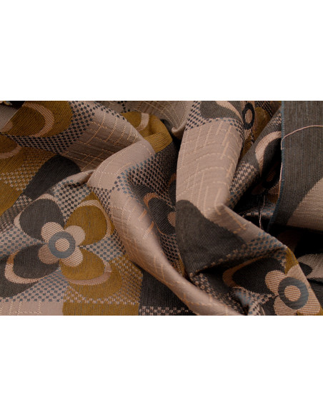 Tissu Jacquard d'Ameublement Fleur Saumon -Au Mètre