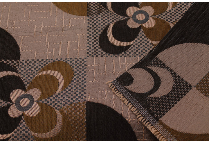 Tissu Jacquard d'Ameublement Fleur Saumon -Au Mètre