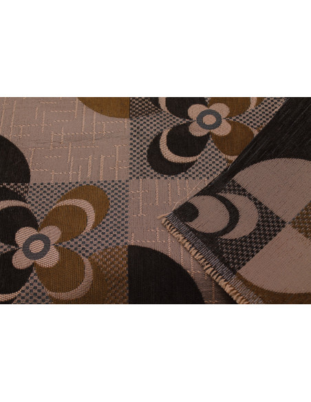 Tissu Jacquard d'Ameublement Fleur Saumon -Au Mètre