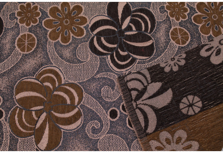 Tissu Jacquard d'Ameublement Lurex Pelote de Fleur Saumon -Au Mètre