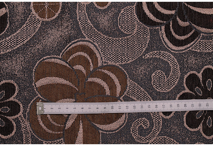 Tissu Jacquard d'Ameublement Lurex Pelote de Fleur Saumon -Au Mètre