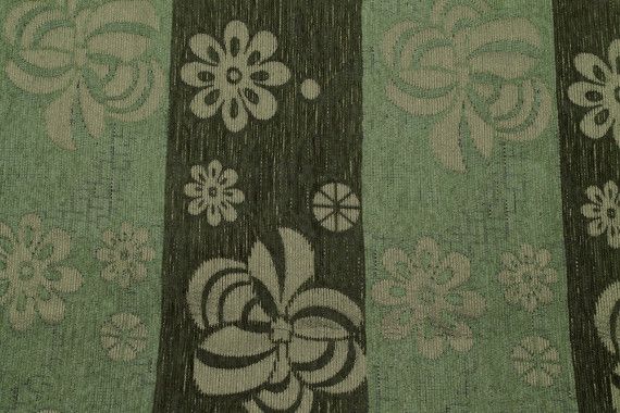 Tissu Jacquard d'Ameublement Lurex Pelote de Fleur Vert -Au Mètre