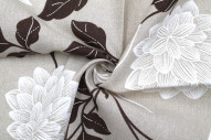 Tissu Bachette Coton Imprimé Fleur Marron -Au Mètre
