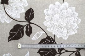 Tissu Bachette Coton Imprimé Fleur Marron -Au Mètre
