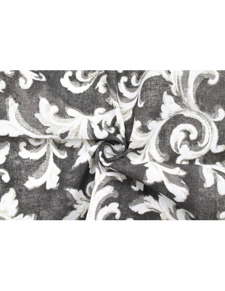 Tissu Bachette Coton Imprimé Tableau Gris foncé -Au Mètre