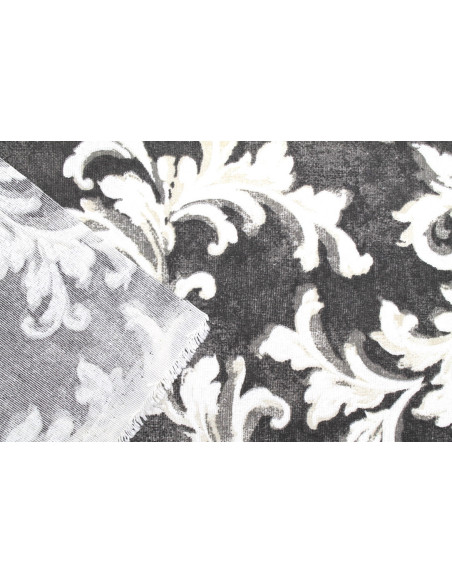 Tissu Bachette Coton Imprimé Tableau Gris foncé -Au Mètre