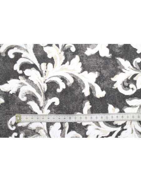 Tissu Bachette Coton Imprimé Tableau Gris foncé -Au Mètre