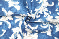 Tissu Bachette Coton Imprimé Tableau Bleu -Au Mètre