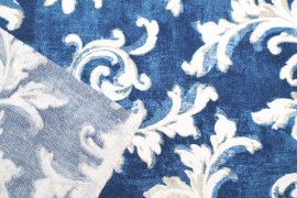Tissu Bachette Coton Imprimé Tableau Bleu -Au Mètre