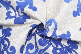 Tissu Bachette Coton Imprimé Décor Bleu -Au Mètre