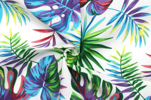 Tissu Bachette Coton Imprimé Palm Multicolor -Au Mètre