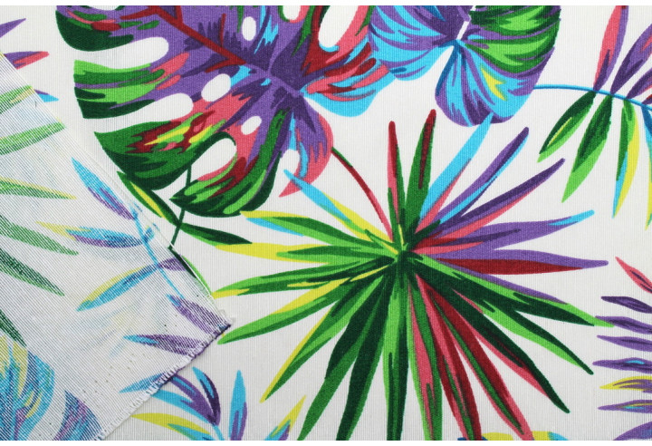 Tissu Bachette Coton Imprimé Palm Multicolor -Au Mètre