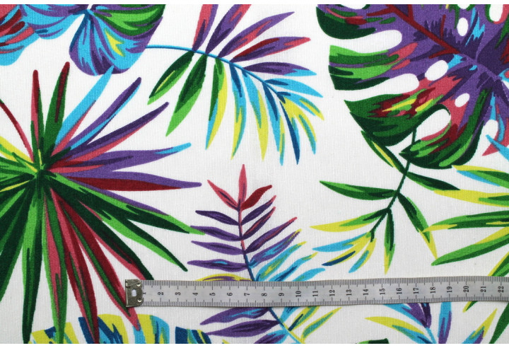 Tissu Bachette Coton Imprimé Palm Multicolor -Au Mètre