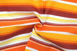 Tissu Bachette Coton Imprimé Rayure Orange -Au Mètre