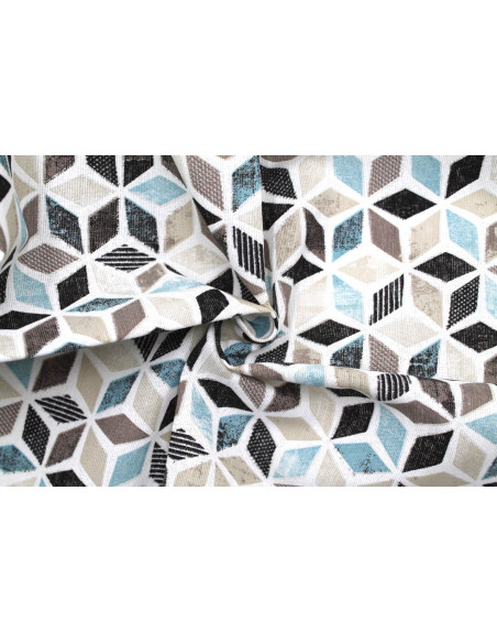 Tissu Bachette Coton Imprimé Géométrique Bleu -Au Mètre