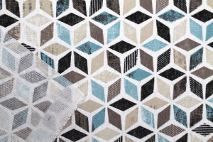 Tissu Bachette Coton Imprimé Géométrique Bleu -Au Mètre 2